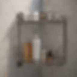 Elegant stainless steel bathroom shower caddy with toiletries