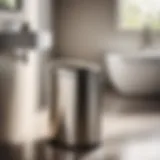 Sleek Stainless Steel Elegance Elegant stainless steel trash can in a modern bathroom setting