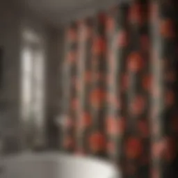 Elegant swag bathroom shower curtain with floral motif