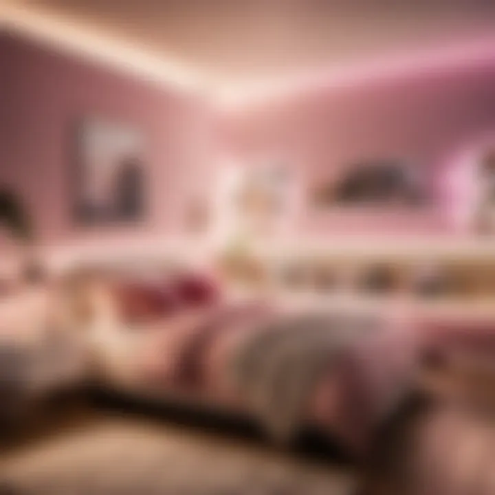 Elegant teenage bedroom with ambient lighting