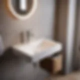 Elegant tiny pedestal sink in minimalist bathroom