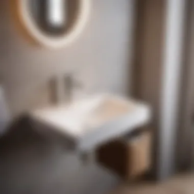 Elegant tiny pedestal sink in minimalist bathroom