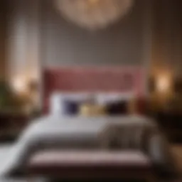 Elegant Velvet Headboard in Adult Bedroom