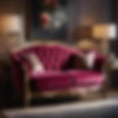 Elegant Velvet Loveseat in Bedroom