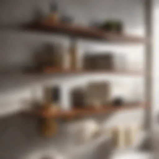 Elegant wall-mounted shelves in a small bathroom