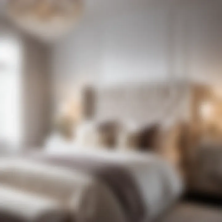 Plush Velvet Accents Elegant white bedroom with plush velvet accents