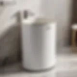 Elegant White Ceramic Bathroom Trash Can on Marble Countertop