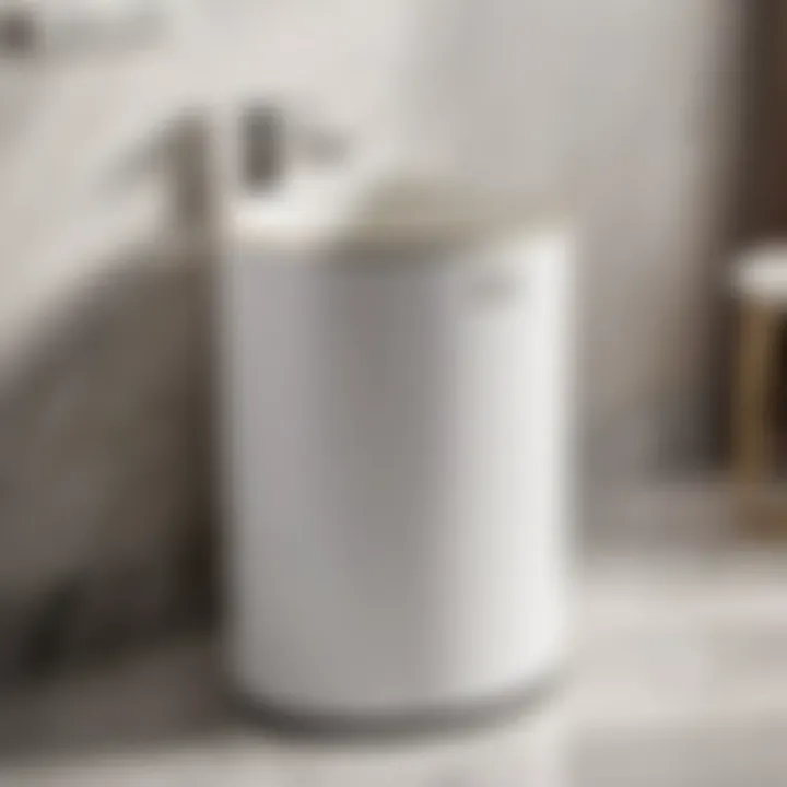 White Ceramic Trash Can Elevating Bathroom Decor Elegant White Ceramic Bathroom Trash Can on Marble Countertop