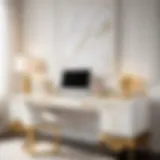 Chic White Desk with Luxurious Gold Accents Elegant white desk with gold accents