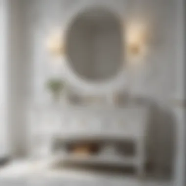 Elegant White Freestanding Bathroom Cabinet with Marble Countertop