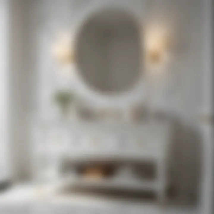 Elegant White Freestanding Bathroom Cabinet with Marble Countertop