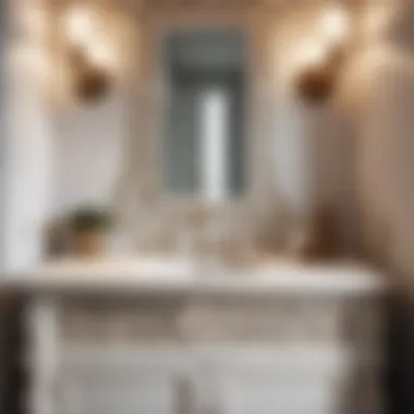 Intricate Carvings on White Rustic Vanity Elegant White Rustic Vanity with Intricate Carvings
