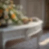 Elegant white table with intricate floral carvings