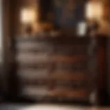 Exquisite Craftsmanship in Wooden Dresser Elegant wooden dresser with intricate carvings