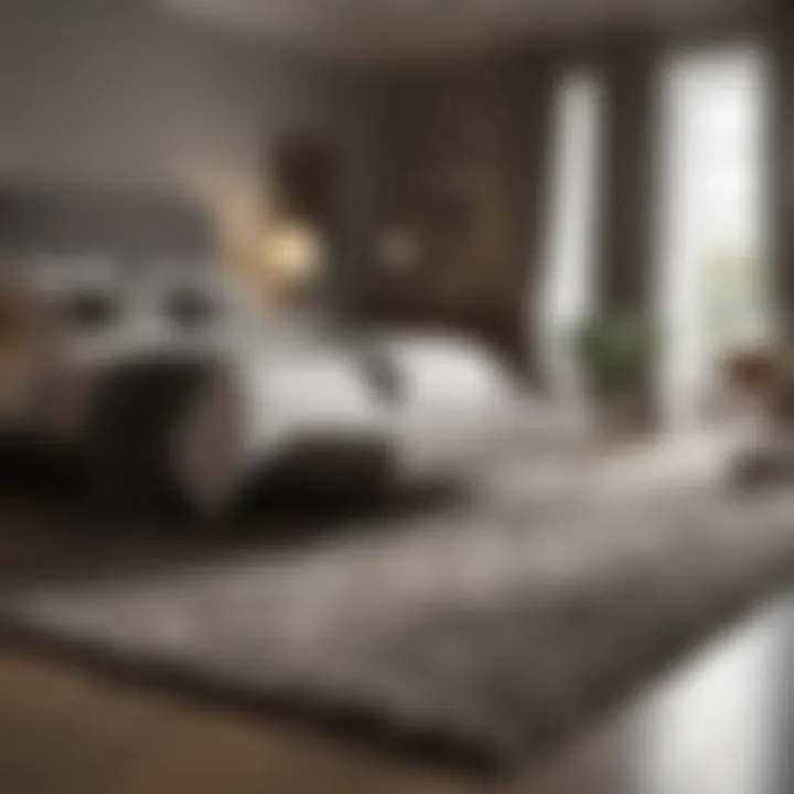 Luxurious wool bedroom rug in a modern setting