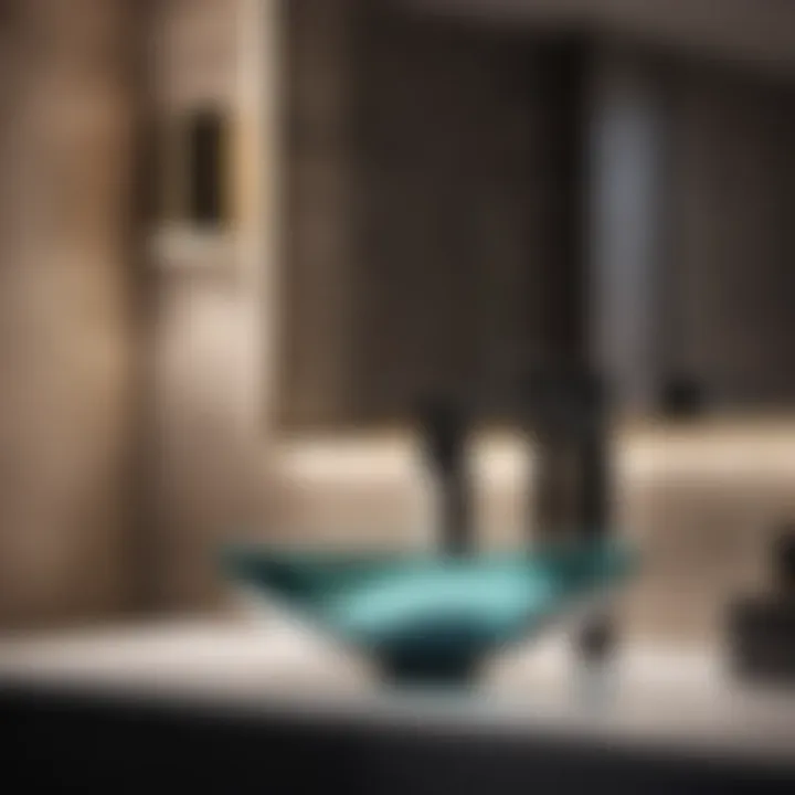 Black Faucet with Glass Basin