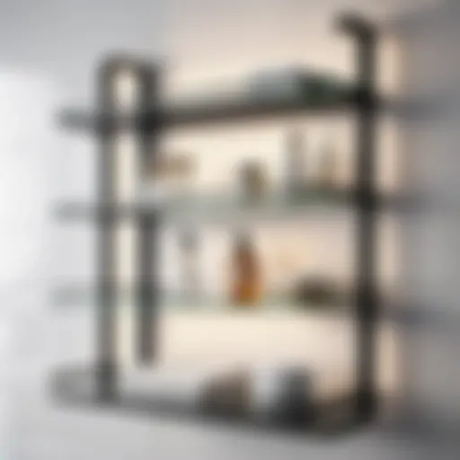 Sleek Storage Solution Black and Glass Bathroom Shelf