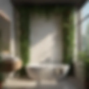 Botanical Oasis with Hanging Greenery Botanical-themed bathroom with hanging plants