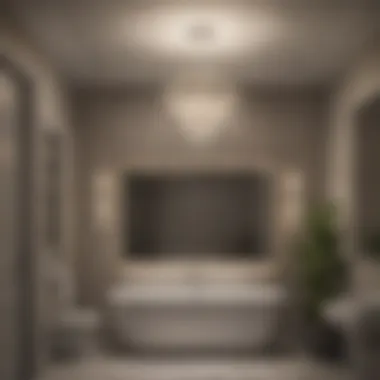 Chandelier lighting in a modern bathroom setting