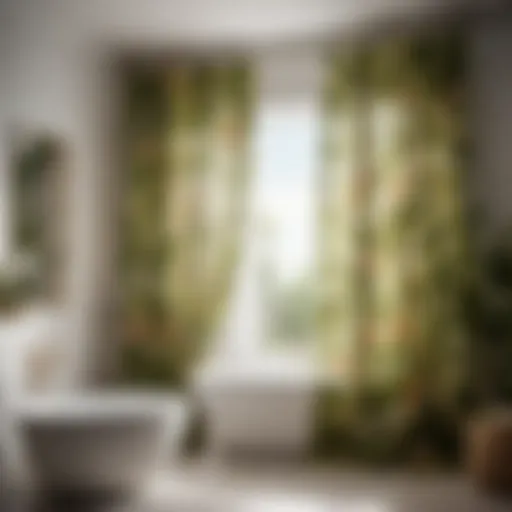 Elegant bathroom curtain with botanical motif