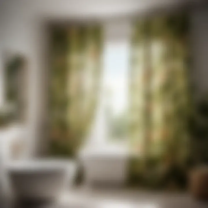 Elegant bathroom curtain with botanical motif