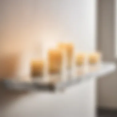 Marble-Finished Floating Shelf with Spa Candles Marble-finished floating shelf holding spa candles