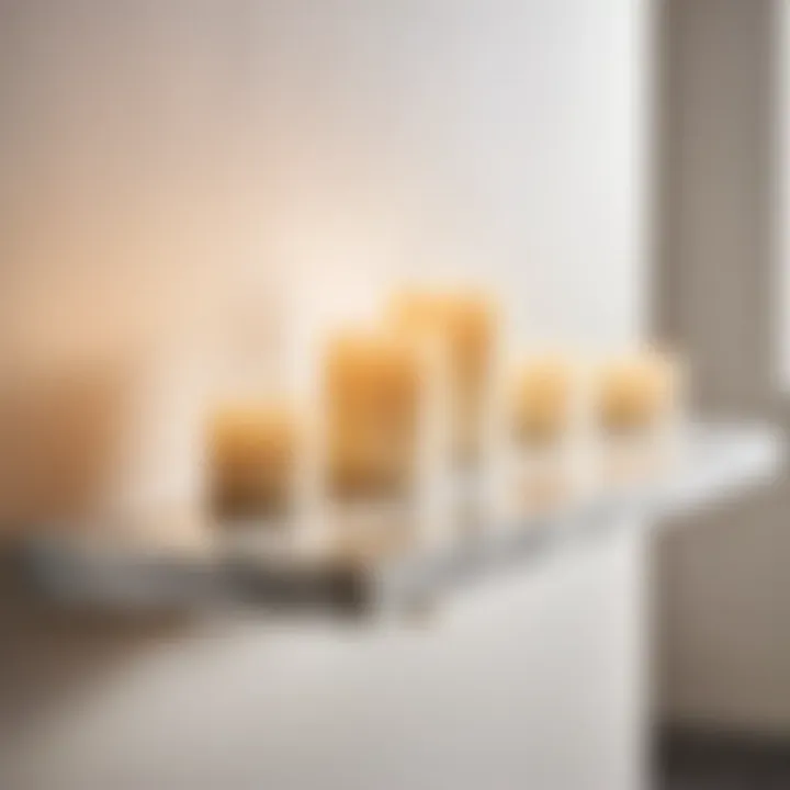 Marble-Finished Floating Shelf with Spa Candles Marble-finished floating shelf holding spa candles