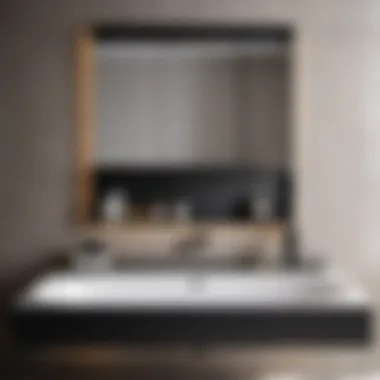 Luxurious Black Floating Shelf with Bath Essentials Minimalist black floating shelf with luxury bath products