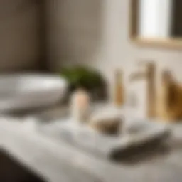 Elegant white marble accessory tray in bathroom setting