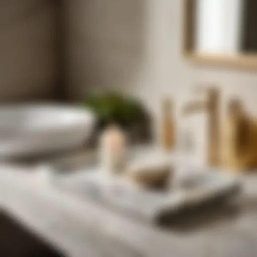 Sophisticated Marble Accessory Tray Elegant white marble accessory tray in bathroom setting