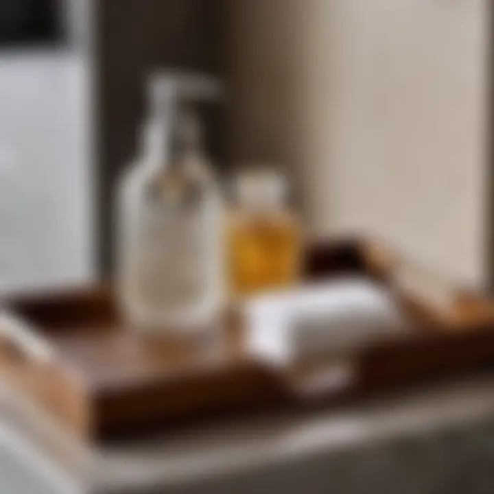 Luxurious Wooden Tray Display Wooden accessory tray with luxury bath products