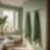 Serenity in Sage Green: Towels for Tranquility Elegant Sage Green Towels Hanging in Bathroom