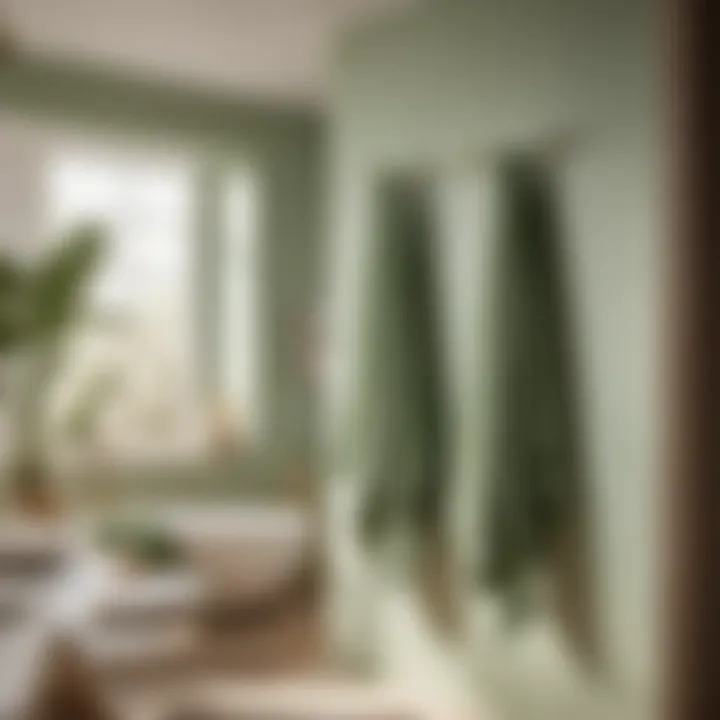 Serenity in Sage Green: Towels for Tranquility Elegant Sage Green Towels Hanging in Bathroom