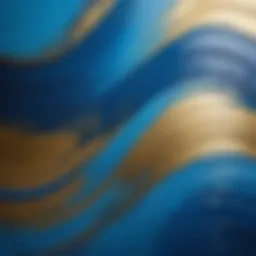 Abstract brush strokes in shades of blue and gold