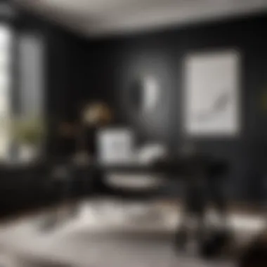 Monochrome Elegance Minimalist home office with sophisticated black and white palette