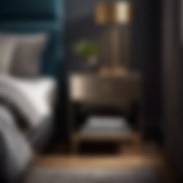 Sleek Metal Nightstand in Urban Bedroom Setting