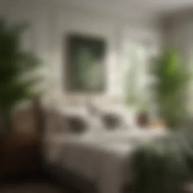 Lush green fern plant in elegant bedroom setting