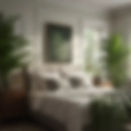 Serenity in Green Lush green fern plant in elegant bedroom setting