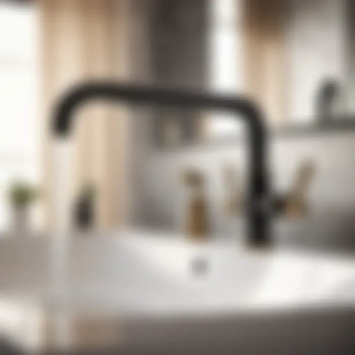 Elegant Black Stainless Faucet in Modern Bathroom Setting