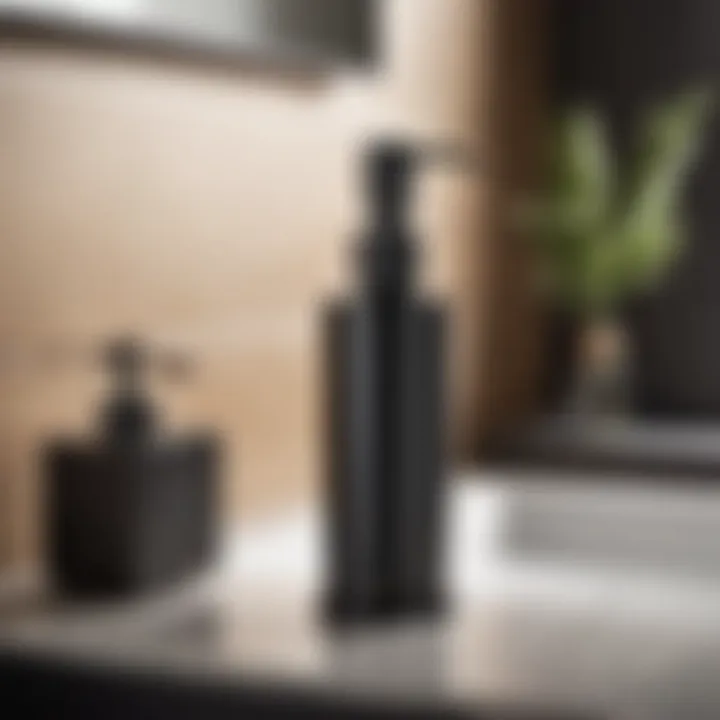 Minimalist Black Stainless Soap Dispenser on Bathroom Vanity