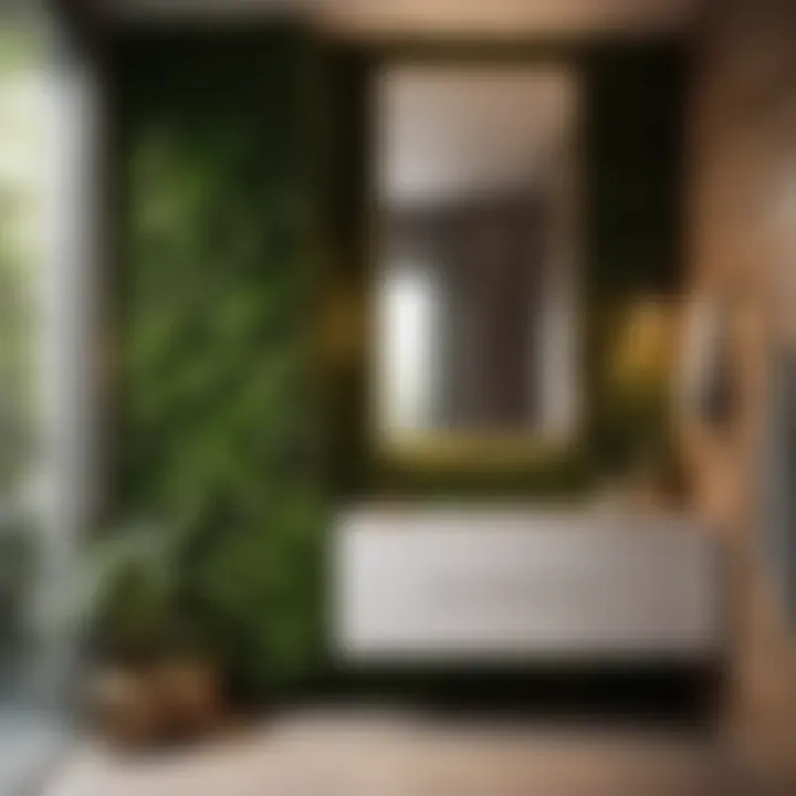 Botanical Greenery Accent in Compact Bathroom Design