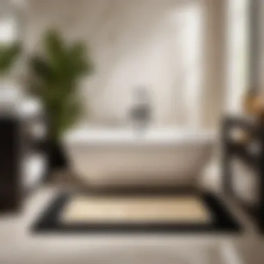 Harmonious Blend of Cream and Black Bath Mat with Elegant Accents Cream and Black Bath Mat Pairing with Elegant Bathroom Accents