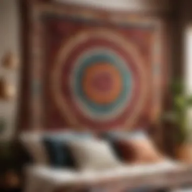 Vintage-inspired hippie rug with tribal motifs