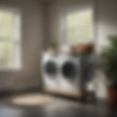 Sophisticated Elevated Laundry Cart Design Elegant elevated laundry cart on wheels in a modern laundry room