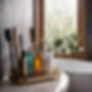 Elegant bathroom cleaning tools arrangement