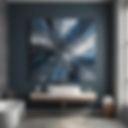 Blue and Gray Abstract Artwork in Bathroom