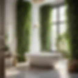 Elegant bathroom with hanging plants