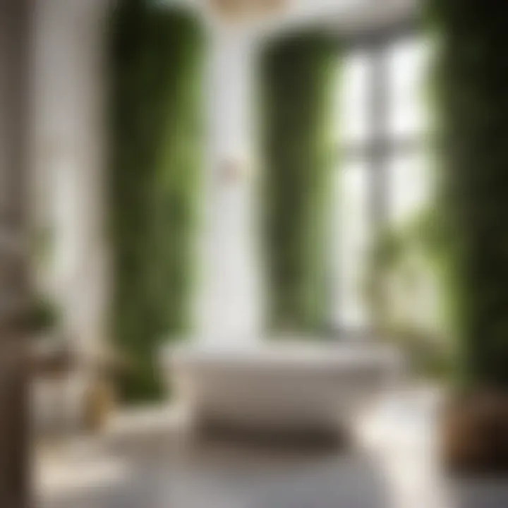 Elegant bathroom with hanging plants