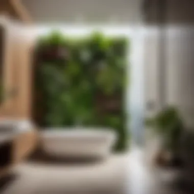 Modern bathroom with vertical garden feature
