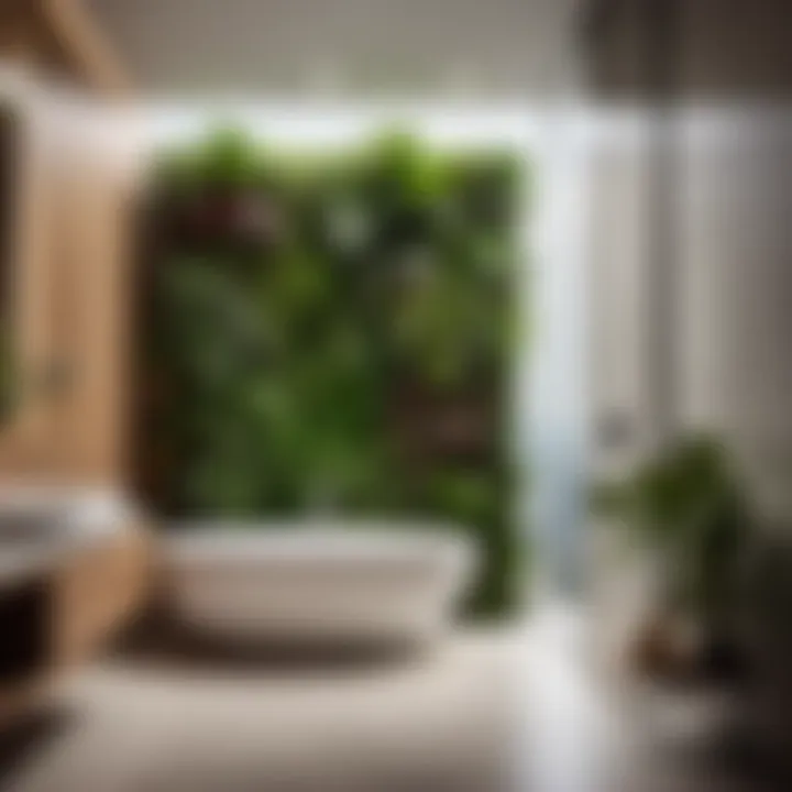 Modern bathroom with vertical garden feature